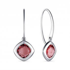 Серебряные серьги АЛЬКОР 02-1695/0РДК-00 с ювелирным кристаллом 02-1695/0РДК-00 фото