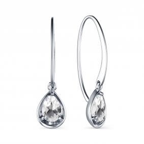 Серебряные серьги АЛЬКОР 02-1697/00ГХ-00 с горным хрусталём 02-1697/00ГХ-00 фото
