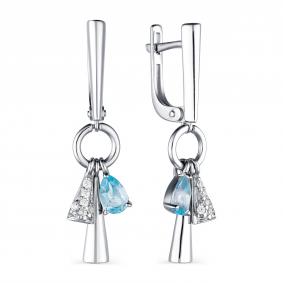 Серебряные серьги АЛЬКОР 02-1738/00ТБ-00 с топазом и фианитом 02-1738/00ТБ-00 фото