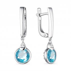 Серебряные серьги АЛЬКОР 02-1836/00ТБ-00 с топазом и цирконием 02-1836/00ТБ-00 фото