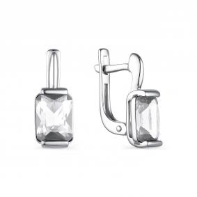 Серебряные серьги АЛЬКОР 02-1896/00ГХ-00 с горным хрусталём 02-1896/00ГХ-00 фото