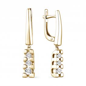 Серьги из лимонного серебра АЛЬКОР 02-1920/000Б-80 с бриллиантом 02-1920/000Б-80 фото