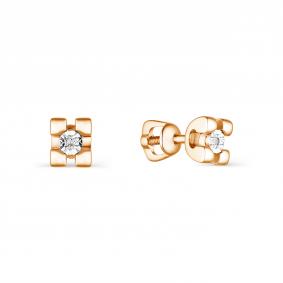 Серьги из золочёного серебра АЛЬКОР 02-1921/000Б-06 с бриллиантом 02-1921/000Б-06 фото