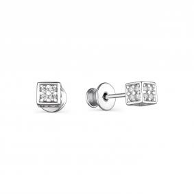 Серебряные серьги АЛЬКОР 02-2001/00КЦ-00 с фианитом 02-2001/00КЦ-00 фото