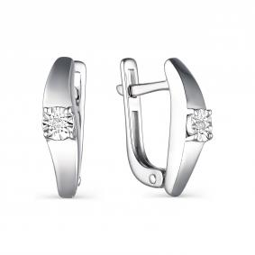 Серебряные серьги АЛЬКОР 02-2006/000Б-00 с бриллиантом 02-2006/000Б-00 фото