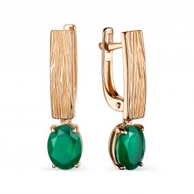 Серьги из золочёного серебра АЛЬКОР 02-2084/00АГ-06 с агатом 02-2084/00АГ-06 фото