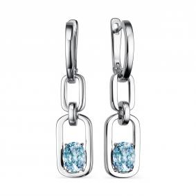 Серебряные серьги АЛЬКОР 02-2118/00ТБ-00 с топазом 02-2118/00ТБ-00 фото