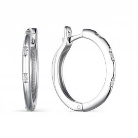 Серебряные серьги АЛЬКОР 02-2135/000Б-00 с бриллиантом 02-2135/000Б-00 фото