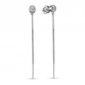 Серебряные серьги АЛЬКОР 02-2136/000Б-00 с бриллиантом 02-2136/000Б-00 фото