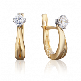Серьги из лимонного золота Platina 02-2226-00-401-1130-03 с фианитом 02-2226-00-401-1130-03 фото