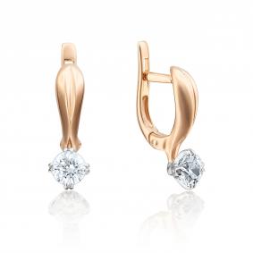 Золотые серьги Platina 02-2228-00-401-1111-03 с фианитом 02-2228-00-401-1111-03 фото