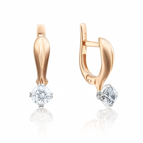 Серьги из комбинированного золота Platina 02-2228-00-501-1111-38 с фианитом 02-2228-00-501-1111-38 фото