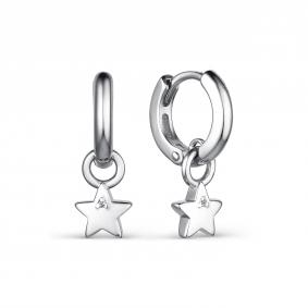 Серебряные серьги АЛЬКОР 02-2267/000Б-00 с бриллиантом 02-2267/000Б-00 фото