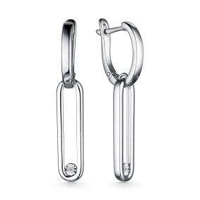 Серебряные серьги АЛЬКОР 02-2376/000Б-00 с бриллиантом 02-2376/000Б-00 фото