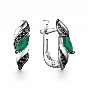 Серебряные серьги АЛЬКОР 02-2440/00АГ-17 с агатом и шпинелью 02-2440/00АГ-17 фото