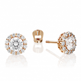 Золотые серьги Platina 02-2493-00-401-1110-23 с фианитом и ювелирным кристаллом 02-2493-00-401-1110-23 фото