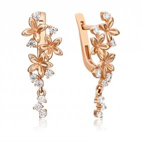 Золотые серьги Platina 02-2568-00-401-1110-03 с фианитом 02-2568-00-401-1110-03 фото