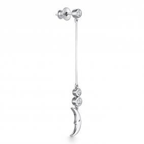 Серебряные серьги АЛЬКОР 02-2572/00СВ-00 с фианитом 02-2572/00СВ-00 фото