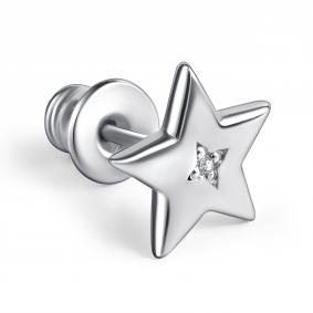 Одиночная серьга из серебра АЛЬКОР с фианитом 02-2589/00КЦ-00 02-2589/00КЦ-00 фото