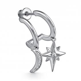 Одиночная серьга из серебра АЛЬКОР с фианитом 02-2596/00КЦ-00 02-2596/00КЦ-00 фото