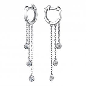 Серебряные серьги АЛЬКОР 02-2809/00СВ-00 с фианитом 02-2809/00СВ-00 фото