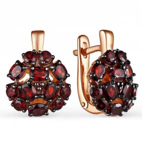 Серебряные серьги АЛЬКОР 02-2852/00ГР-67 с гранатом 02-2852/00ГР-67 фото