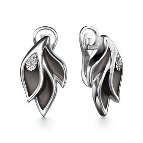 Серебряные серьги АЛЬКОР 02-2880/000Б-17 с бриллиантом 02-2880/000Б-17 фото