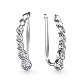 Серебряные серьги АЛЬКОР 02-2945/00КЦ-00 с фианитом 02-2945/00КЦ-00 фото