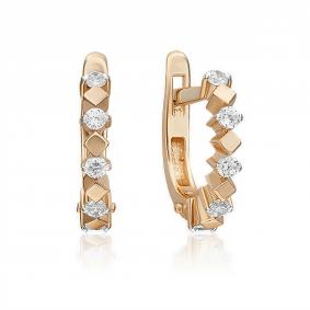 Золотые серьги Platina 02-2975-00-401-1110-03 с фианитом 02-2975-00-401-1110-03 фото