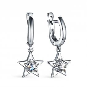 Серебряные серьги АЛЬКОР 02-3037/00КЦ-00 с фианитом 02-3037/00КЦ-00 фото