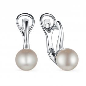 Серебряные серьги АЛЬКОР 02-3065/0ЖСВ-00 с жемчугом 02-3065/0ЖСВ-00 фото
