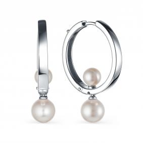 Серебряные серьги АЛЬКОР 02-3068/0ЖСВ-00 с жемчугом 02-3068/0ЖСВ-00 фото