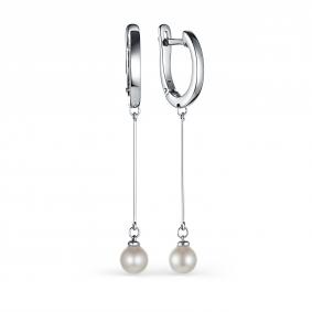 Серебряные серьги АЛЬКОР 02-3070/0ЖСВ-00 с жемчугом 02-3070/0ЖСВ-00 фото