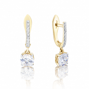 Серьги из лимонного золота Platina 02-3073-00-501-1130-38 с фианитом 02-3073-00-501-1130-38 фото