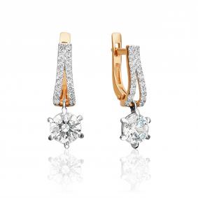 Серьги из комбинированного золота Platina 02-3090-00-501-1111-38 с фианитом 02-3090-00-501-1111-38 фото