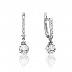Серьги из белого золота Platina 02-3120-00-501-1120-38 с фианитом 02-3120-00-501-1120-38 фото