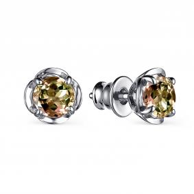 Серебряные серьги АЛЬКОР 02-3130/00СТ-00 с султанитом 02-3130/00СТ-00 фото