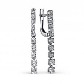 Серебряные серьги АЛЬКОР 02-3157/000Б-00 с бриллиантом 02-3157/000Б-00 фото