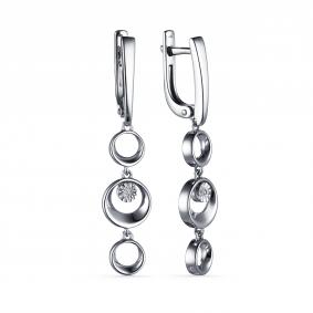 Серебряные серьги АЛЬКОР 02-3163/000Б-00 с бриллиантом 02-3163/000Б-00 фото