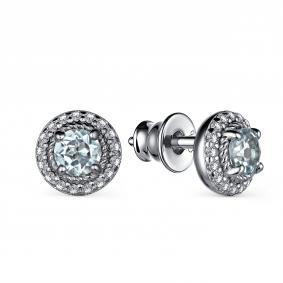 Серебряные серьги АЛЬКОР 02-3190/00ТБ-00 с топазом и фианитом 02-3190/00ТБ-00 фото