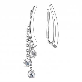 Серебряные серьги АЛЬКОР 02-3215/00СВ-00 с фианитом 02-3215/00СВ-00 фото