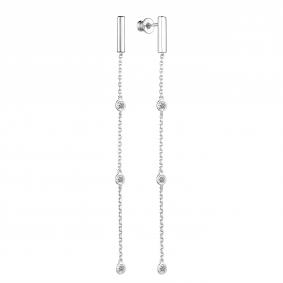 Серебряные серьги АЛЬКОР 02-3216/00СВ-00 с фианитом 02-3216/00СВ-00 фото