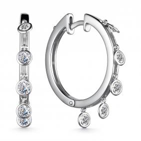 Серебряные серьги АЛЬКОР 02-3218/00СВ-00 с фианитом 02-3218/00СВ-00 фото