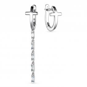 Серебряные серьги-кресты АЛЬКОР с фианитом 02-3231/00КЦ-00 02-3231/00КЦ-00 фото