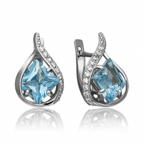 Серьги из белого золота Platina 02-3259-00-207-1120-46 с топазом и фианитом 02-3259-00-207-1120-46 фото