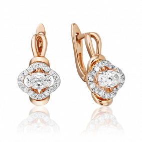 Золотые серьги Platina 02-3282-00-501-1110-38 с фианитом 02-3282-00-501-1110-38 фото
