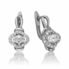 Серьги из белого золота Platina 02-3282-00-501-1120-38 с фианитом 02-3282-00-501-1120-38 фото
