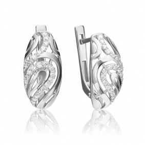 Серьги из белого золота Platina 02-3289-00-401-1120-24 с фианитом 02-3289-00-401-1120-24 фото