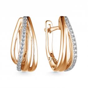 Серьги из золочёного серебра АЛЬКОР 02-3335/00КЦ-60 с фианитом 02-3335/00КЦ-60 фото