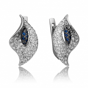 Серьги из белого золота Platina 02-3356-00-404-1120-24 с фианитом 02-3356-00-404-1120-24 фото